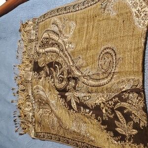 West Loop Gold and Brown Metallic Scarf